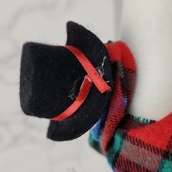 Tabletop Stuffed Snowman Doll with Top Hat and Scarf Winter Christmas Decor - Picture 7 of 11